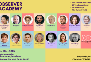 OBSERVER Academy Workshops 2023 mit Arabella Kiesbauer, Nuriel Molcho uvm